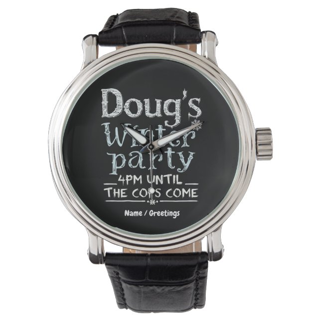 Reloj De Pulsera La fiesta de invierno de Doug, 15 de febrero, 4PM  (Anverso)
