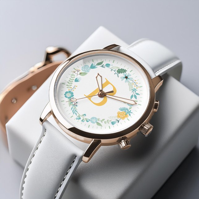 Reloj De Pulsera La flor dorada Aqua y Amarilla (Inspiration mockup (not actual product))