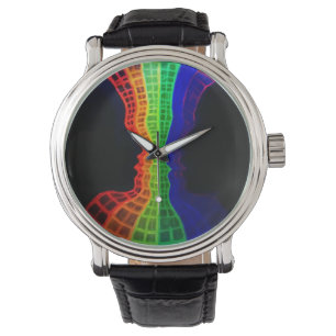 Reloj De Pulsera La fuente del amor arco iris colorido y fluorescen