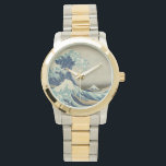 Reloj De Pulsera La gran ola de Kanagawa<br><div class="desc">La Gran Oleada Ver La Gran Ola de Kanagawa, también conocida como La Gran Ola o simplemente La Ola, es una huella de madera del artista japonés Katsushika Hokusai. Ejemplo de arte ukiyo-e, fue publicado en algún momento entre 1830 y 1833 como el primero en la serie de Hokusai Treinta...</div>