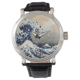 Reloj De Pulsera La gran ola de Kanagawa 8 bit Pixel Art