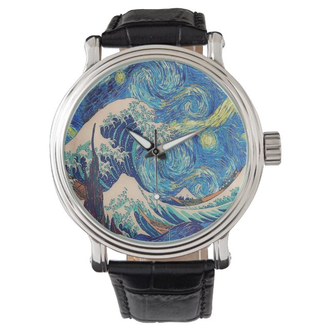 Reloj De Pulsera La gran ola de Kanagawa la noche estrellada (Anverso)