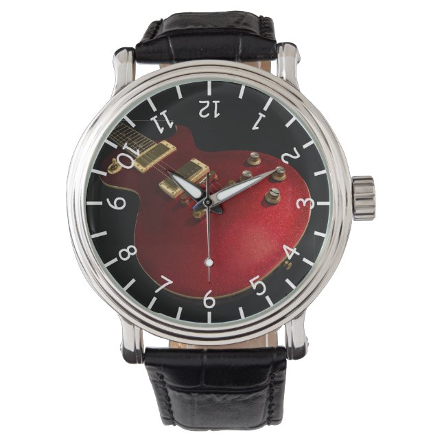Reloj De Pulsera La guitarra Guay Red Sparkle Electric Rock de músi (Anverso)