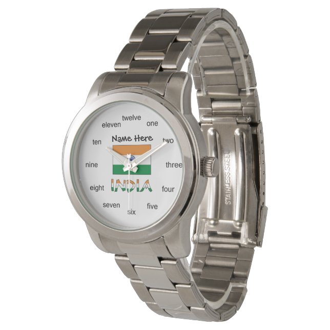 Reloj De Pulsera La India y la bandera india personalizadas (Angular)