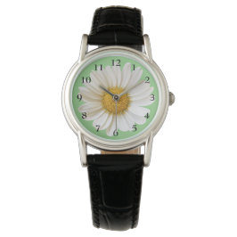 Reloj De Pulsera La margarita blanca bonito sobre el verde sabio