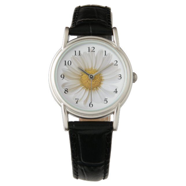 Reloj De Pulsera La margarita blanca bonito sobre la floral blanca (Anverso)