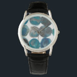 Reloj De Pulsera La Mer - Círculos<br><div class="desc">La Mer III de Chariklia Zarris. Patrón que presenta círculos de acuarela de color azul.</div>