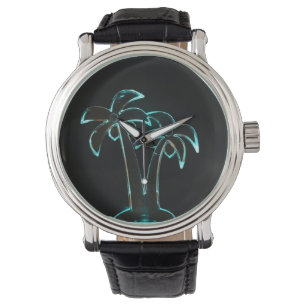 Reloj De Pulsera La mirada del Lit de neón encima de las palmeras