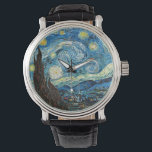 Reloj De Pulsera La noche estrellada de Vincent Van Gogh<br><div class="desc">Starry Night es un cuadro del artista holandés post-impresionista Vincent van Gogh. Pintado en junio de 1889, representa la vista exterior de su ventana de baño en Saint-Rémy-de-Provence (situado en el sur de Francia) por la noche, aunque fue pintada de memoria durante el día. La pintura está entre las obras...</div>