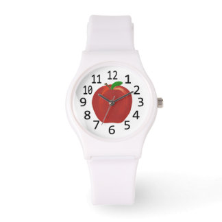 Reloj De Pulsera La pintura roja de Apple y los números vigilan