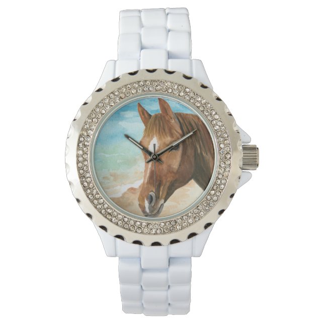 Reloj De Pulsera La playa y el caballo de las vacas costeras (Anverso)