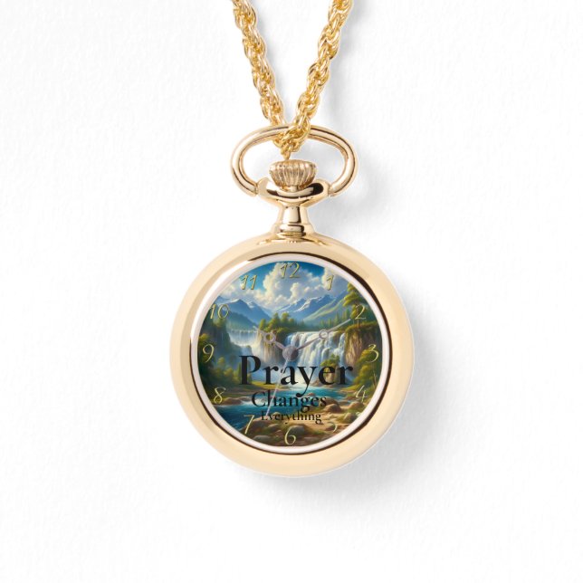 Reloj De Pulsera La plegaria de la fe cristiana de oro cambia todo (Anverso)