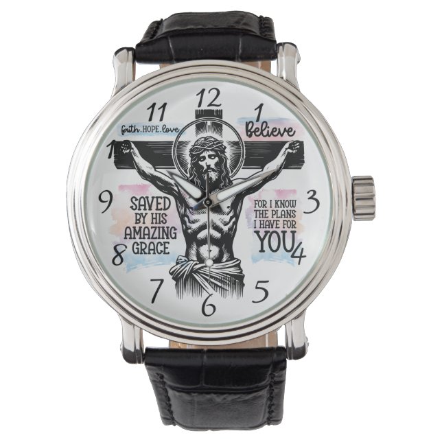 Reloj De Pulsera La Representación Intrincada de Jesús en la Cruz (Anverso)