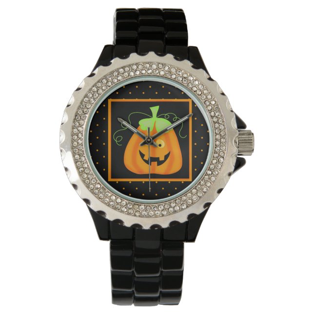 Reloj De Pulsera La sabia calabaza de Halloween en negro (Anverso)