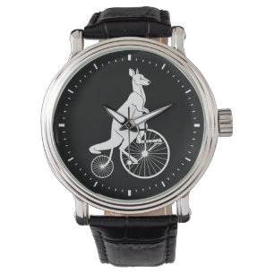 Reloj De Pulsera La silueta canguro montando una bicicleta
