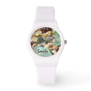 Reloj De Pulsera La sonrisa mira cáscaras azules de encargo de las