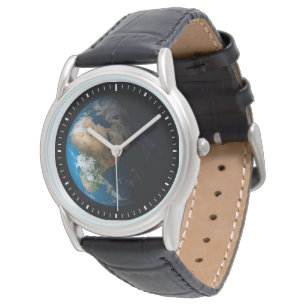 Reloj De Pulsera La Tierra Llena Mostrando Nubes Simuladas Sobre Áf