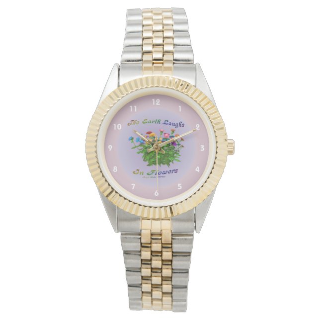 Reloj De Pulsera La Tierra Ríe En Una Cita Inspiradora De Flores (Anverso)