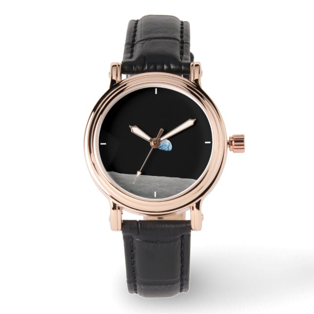 Reloj De Pulsera La Tierra Se Levanta Sobre El Horizonte Lunar. (Anverso)