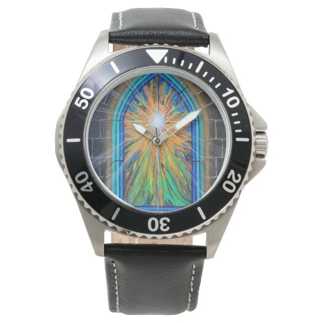 Reloj De Pulsera La ventana de vidrio manchado de la iglesia Light  (Anverso)
