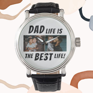 Reloj De Pulsera La vida de papá es el mejor padre de dos fotos de 