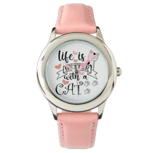 Reloj De Pulsera La vida es mejor con un eslogan de citas gatas