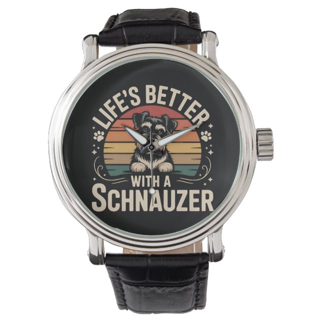 Reloj De Pulsera La vida es mejor con un Schnauzer (Anverso)