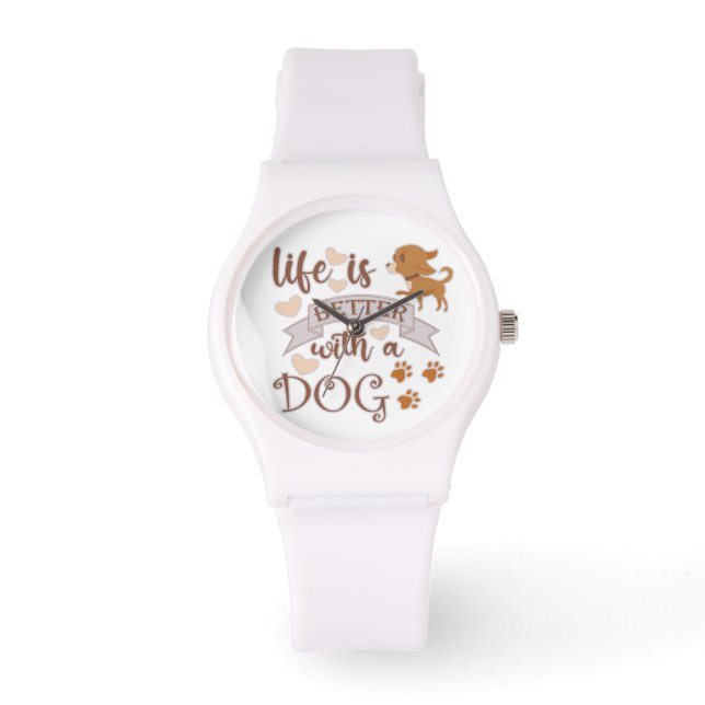 Reloj De Pulsera La vida es mejor con una frase de perro chihuahua  (Anverso)