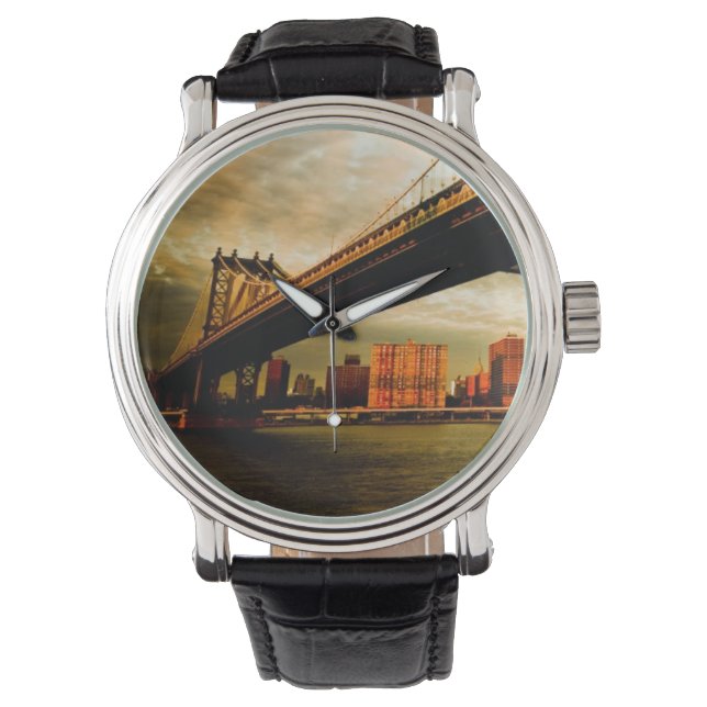 Reloj De Pulsera La vista del puente de Manhattan desde Brooklyn (N (Anverso)