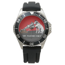 La voz de su amo en rojo y negro