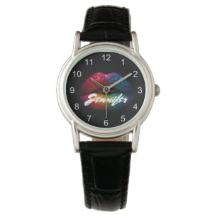 Reloj De Pulsera labios brillantes elegantes personalizados negros 