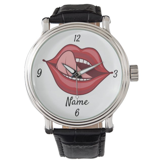 Reloj De Pulsera Labios rojos y Thunder_Cove de lengua (Anverso)
