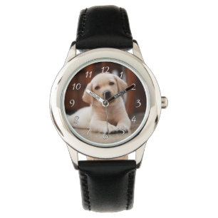 Reloj De Pulsera Labrador amarillo bebé Perro picado tendido sobre