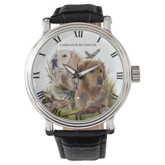 Reloj De Pulsera Labrador recuperadores con faisán, arte (Anverso)