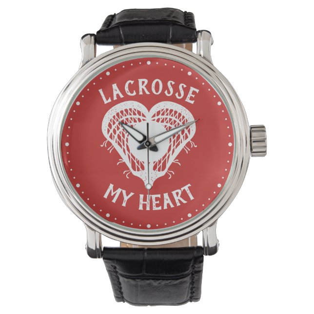 Reloj De Pulsera Lacrosse Rojo Mi Corazón (Anverso)