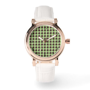 Reloj De Pulsera Ladrillo: Un lienzo verde de Wombat,
