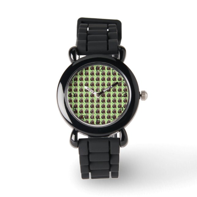 Reloj De Pulsera Ladrillo: Un lienzo verde de Wombat, (Anverso)