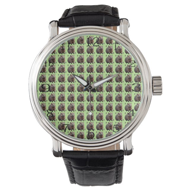 Reloj De Pulsera Ladrillo: Un lienzo verde de Wombat, (Anverso)