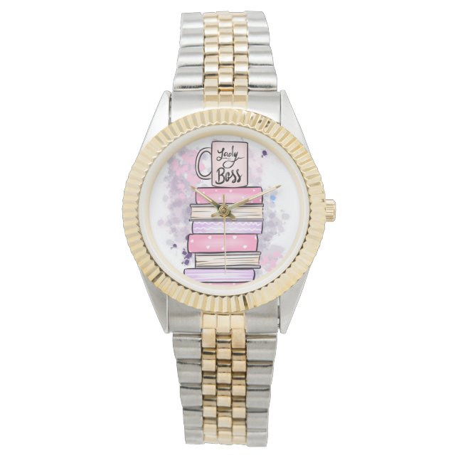 Reloj De Pulsera Lady Boss Books y Mug (Anverso)