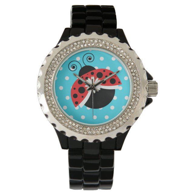 Reloj De Pulsera Lady Bug Polka Dot Daisy Writing Watch Ladybug (Anverso)