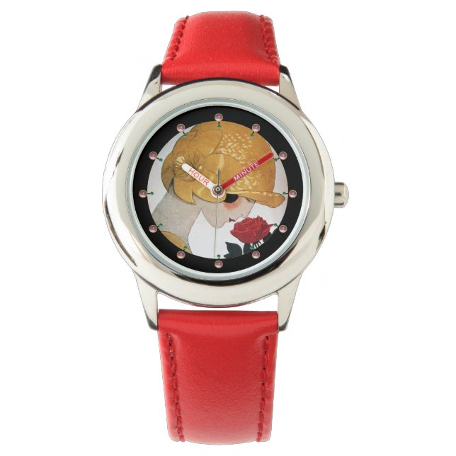 RELOJ DE PULSERA LADY CON ROSA ROJA (Anverso)