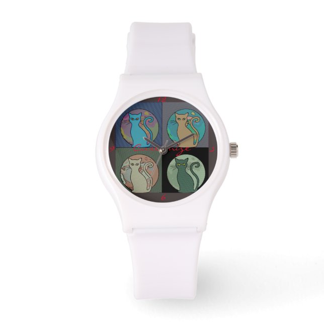 Reloj De Pulsera Lady Gato Multi Gatos Sentando Thunder_Cove (Anverso)