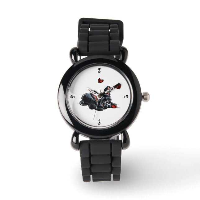 Reloj De Pulsera Ladybug del Bulldog francés negro (Anverso)