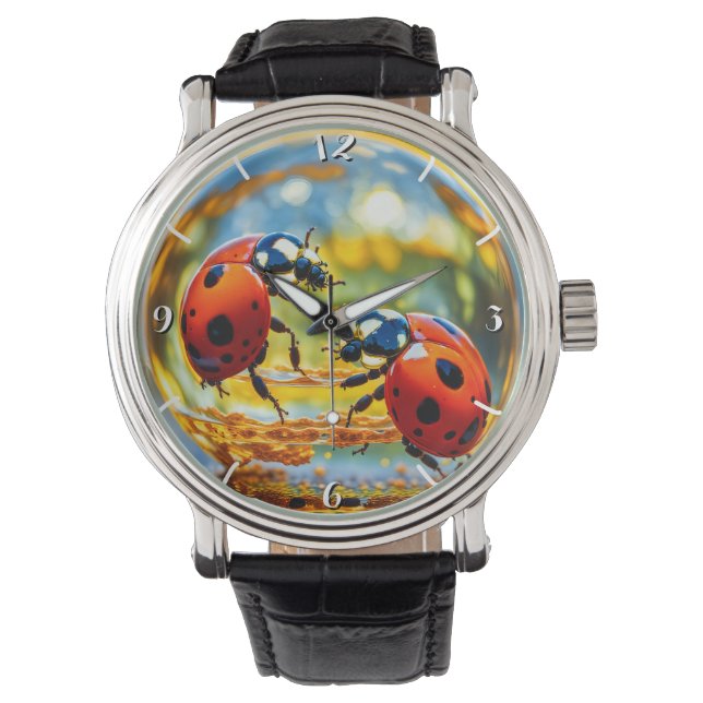 Reloj De Pulsera Ladybugs en una gota de agua (Anverso)