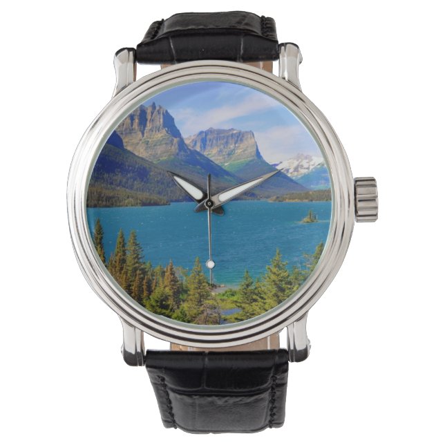 Reloj De Pulsera Lago St. Mary, Parque Nacional Glacier, Montana (Anverso)
