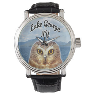 Reloj De Pulsera Lake George, NY Owl Photobomber