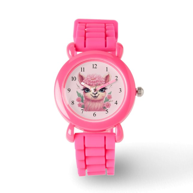 Reloj De Pulsera Lama, bebé sonriente rosa (Anverso)