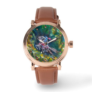 RELOJ DE PULSERA LANCELOT DE NOCHE, CABALLO EN BOSQUE VERDE