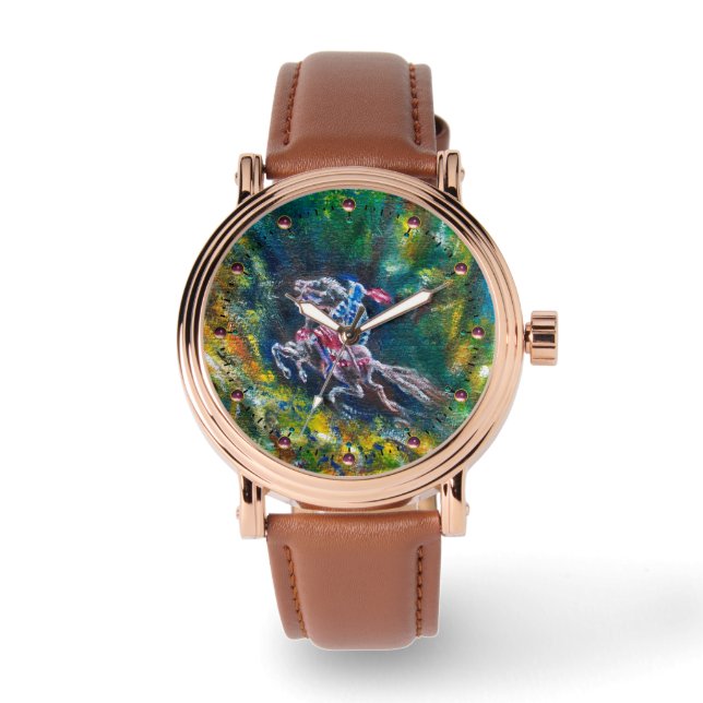 RELOJ DE PULSERA LANCELOT DE NOCHE, CABALLO EN BOSQUE VERDE (Anverso)