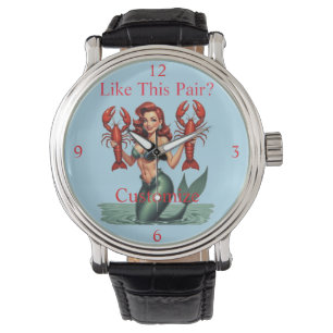 Reloj De Pulsera Langostas de la sirena sujetando Thunder_Cove
